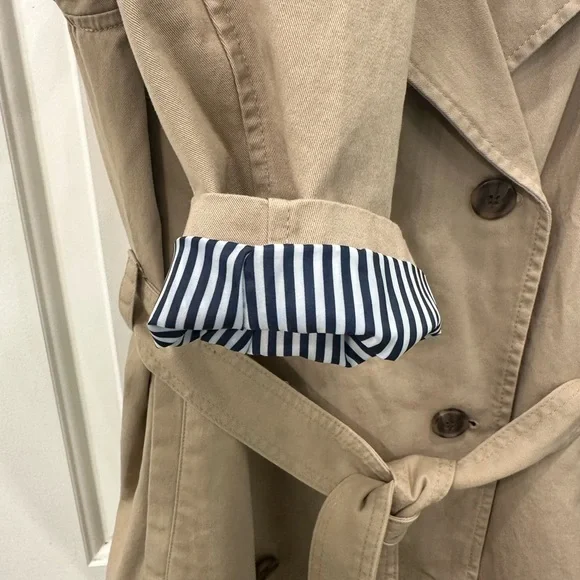 GAP Khaki Double-Breasted Trench Coat sz L - Picture 5 of 6